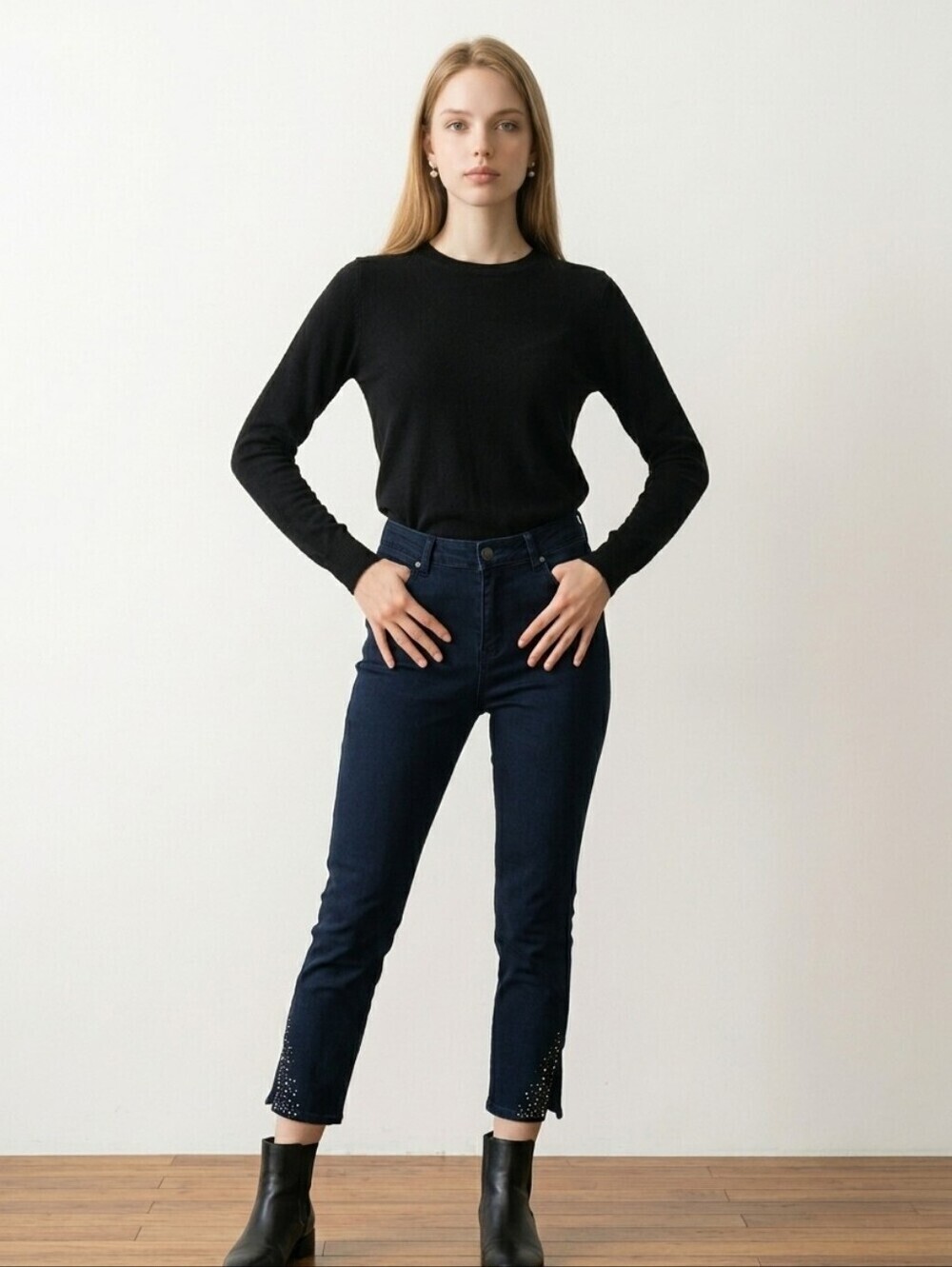 NWT d. jeans Navy High Waist Crop  Pants With Ankle Detail ~sz 10